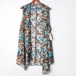 Vikki Vi Boho Chic Flowy Top Floral Print Size 3X Flowing Asym Hem